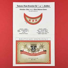 Rum Garnitur Etikett Jamaca Rum No. 5606 Gebrüder Illert, Hanau Lithografie