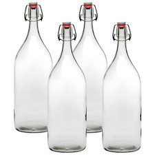 4x Grosse Bügelflasche für 2 Liter Glasflaschen mit Bügelverschluss Ölflaschen