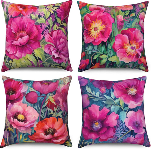 Kissenbezug retro blumen 50x50 - kissenbezug,