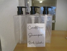 Pumpflaschen 3 Stück 500 ml Transparent mit Aufklebern NEU