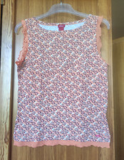 Top, Shirt, orange, buntes Muster, Tüllrüschen, Größe 42, von s.Oliver 