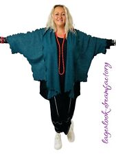 MYO-Lagenlook wellige Zipfel-Strick-Jacke petrol Bouclè  42 44 46 48 50 52 54 56