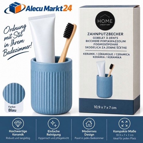 Keramik zahnputzbecher blau - zahnputzbecher,