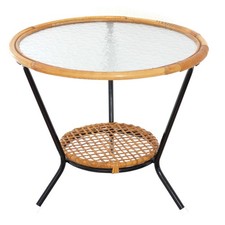 50er 60er Ratan Beistelltisch mid-century Couchtisch Vintage Scandi modern Retro