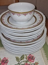 Mitterteich Bavaria Rosa Rosen Goldbordüre Geschirr Set 6 Personen 