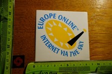 Alter Aufkleber Fernsehen TV Radio Satellit Internet via Sky EUROPE ONLINE