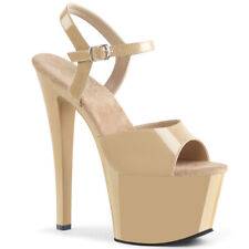 Sale SKY-309 elegante Pleaser Damen High-Heels Plateausandaletten creme Lack 38