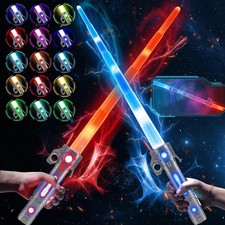 Lichtschwert mit RGB 15 Farbwechsel Sound Effekte Leuchtsäbel Cosplay Requisite