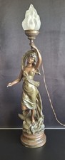 Jugendstil Leuchte Metallfigur Weiblich/Frau Regule-Historismus Lampe Antik