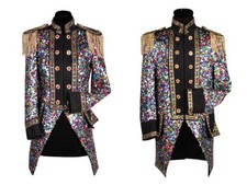 bunte Pailletten Jacke Damen Herren Uniform Gehrock edel Karneval Fasching