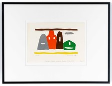 Werner Graeff , Linolschnitt, Autograph, gerahmt, de Stijl, Bauhaus 1965 Jahr