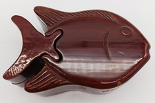 Puzzle-Dose Fisch, Holz, dunkelrotbraun, lackiert