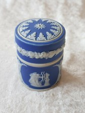 ANTIKE STREICHHOLZDOSE VESTA BOX RUND MIT DECKEL WEDGEWOOD UM 1860