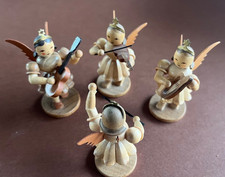 Alt Holz Natur Engel Musiker Figuren Weihnachten Deko 6cm Sammlerstücke defekt