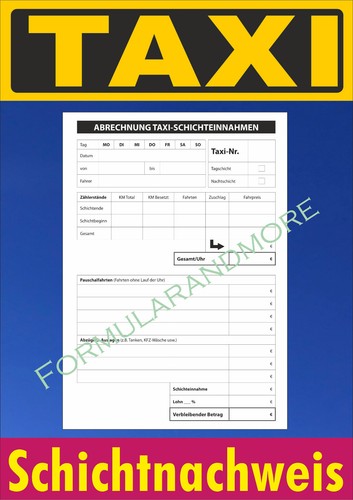 Taxi schichtnachweis din - taxi-schichtnachweis, a6