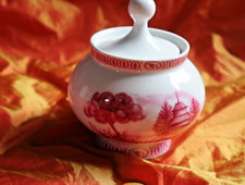 ANTIK schöne ZUCKERDOSE 1700/2 BAVARIA SCHUMANN ARZBERG GERMANY magentafarben