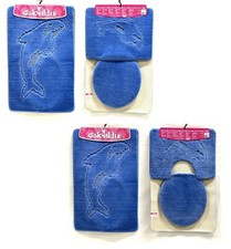 Badgarnitur Badteppich Badezimmergarnitur 3-Teilig Set 85 x 55cm WC Vorleger