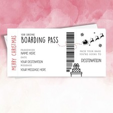 Weihnachten personalisierte Bordkarte Überraschung Reise enthüllen falsches Flugticket