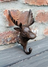 Wandhaken Elch Gusseisen Garderobe Landhausstil Geweih Jagd Halterung