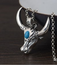 I05 Anhänger Stier Stierkopf Sterling Silber 925 Türkis