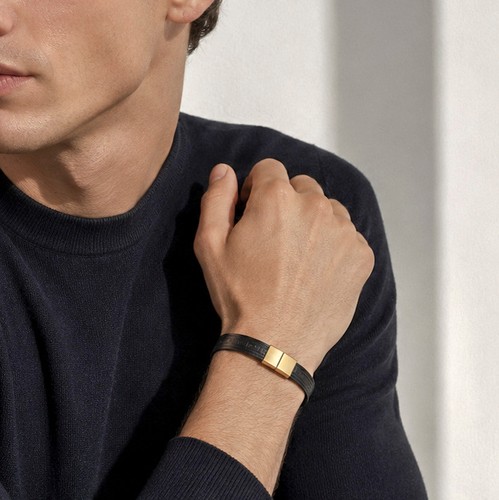 Herren lederarmband schwarz - herren,
