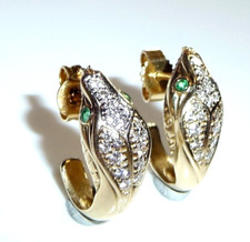 Ohrringe Ohrstecker  Schlange 585 Gelbgold 0.46ct. Diamanten Smaragde 4,2gr
