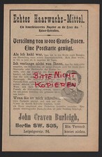 BERLIN, Werbung 1905, John Craven Burleigh Haarwuchs-Mittel