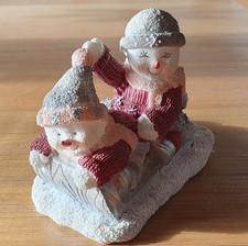 Weihnachtsdekoration, Schneemänner mit Schlitten, Seneca Design, gebraucht