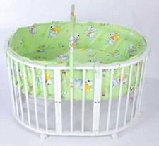 ♥Babybett oval/rund, weiß, ovale Schaumstoff+Holzplatte , Laufgitter♥