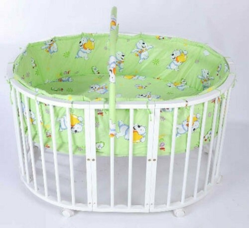 Babybett oval rund - oval/rund,, weiß