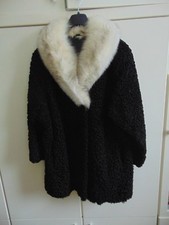 Echte Damen Longjacke, schwarzer Persianer, weißem Polarfuchskragen, Edelpelz !