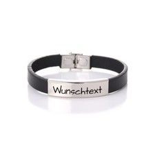 Armband mit Beschriftung nach Wunsch - Edelstahl & Kunstleder - Wunschgravur