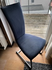 8 gebrauchte Esszimmerstühle .blau Microfaser, Freischwinger