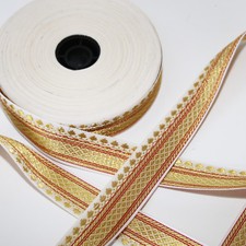 Borte 1M Orient Bordüre lfm 28mm Band Webband  Sariborte Nähen Weiß 2,8