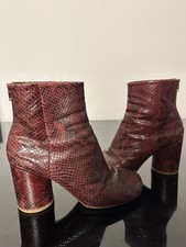 Maison Margiela Red Python Print Round Toe Ankle Boots