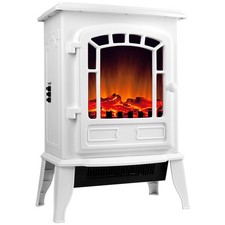 B-Ware Elektro-Kamin mit Heizung und Kaminfeuer-Effekt weiß Deko Warm Heizer