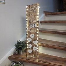 Personalisiert,Hochzeit,Goldene,Silberne  Hochzeit Holz Deko,60 LED 1