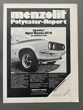 Menzolit Spoiler Opel Manta GT/E Oldtimer 1975 Vintage Ad Werbung Reklame