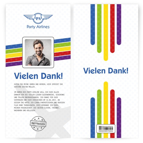 Danksagungskarten flugticket - danksagungskarten,