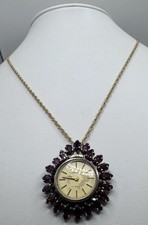 Arfena Damenuhr, Kettenuhr,Anhänger- Granat in 835 Silber verg.mit Kette 69 cm