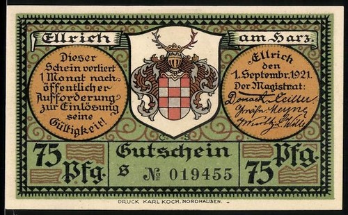 Notgeld ellrich 1921 75 - ellrich,
