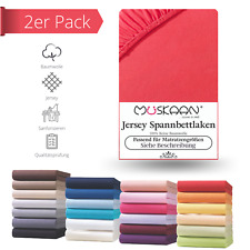 2er Pack Jersey Spannbettlaken Betttuch Laken 100% Baumwolle 8 Größen 32 Farben