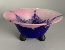 Jugendstil Glas Schale; Loetz Witwe; Drei Schwarze Kugelbeine; Anfang 20Jh;