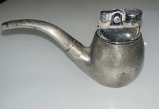 Tischfeuerzeug Zinn?, Pfeiffendesign, nachfüllbar mit Feuerzeuggas. Um 1970 