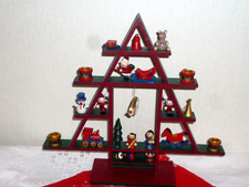 Weihnachtsbaum Holz  Dekofiguren 4 Kerzenhalter  vintage