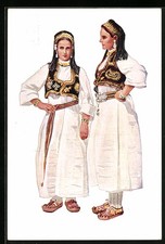 Künstler-AK Bosnische Damen in kroatischen Volkstrachten 