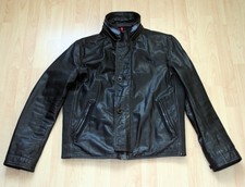 Herren-Jacke, Leder Blouson Strellson Gr. 52 schwarz Reißverschluss Stehkragen