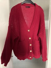 Cardigan Damen M Oversize Rot