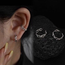 Unisex Ohrmanschette | Geometrische Silber Earcuffs ohne Piercing | Elegant
