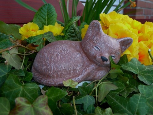 Steinfigur gartenfigur katze - gartenfigur,